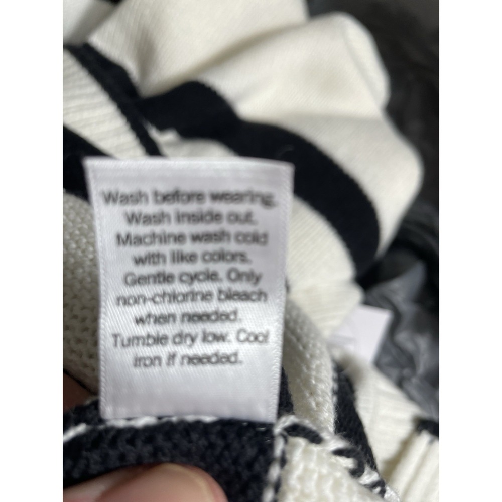 NWT Sonoma Womens 3X Sweater Ivory Black Striped Side Slit Crewneck Pullover - Picture 10 of 14